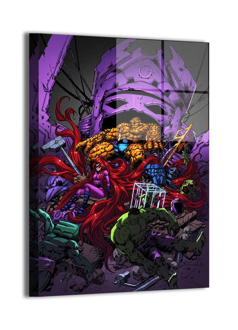 Clobberin' Time Clash original artwork featuring The Thing battling Hulk and Black Bolt, Marvel wall art.