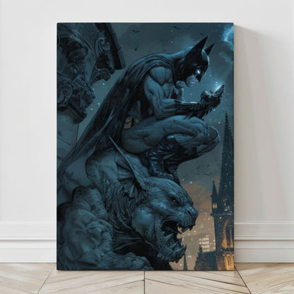 Close-up view of Bats Peaceful Skylight Wall Art showcasing vibrant colors and Batman texting details