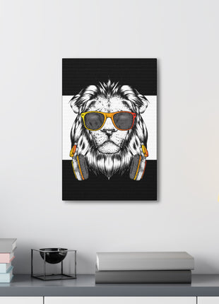 Lion Headphones Art | Acrylic, Metal & Canvas - Snapping Turtle Gallery