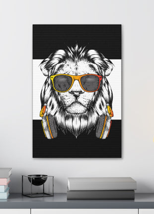 Lion Headphones Art | Acrylic, Metal & Canvas - Snapping Turtle Gallery
