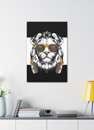 Lion Headphones Art | Acrylic, Metal & Canvas - Snapping Turtle Gallery