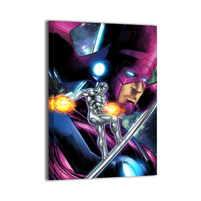 Cosmic Heralds Clash Wall Art Canvas Print – Galactus & Silver Surfer by Chucky Penero & Nestor Redulla Jr.