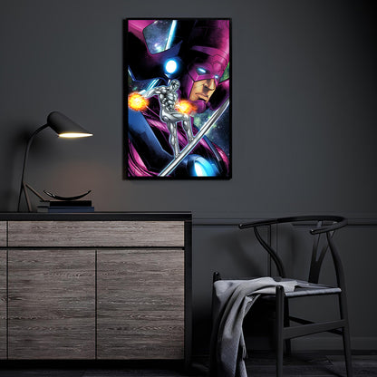 Cosmic Heralds Clash Wall Art Room Mockup – Galactus & Silver Surfer by Chucky Penero & Nestor Redulla Jr.