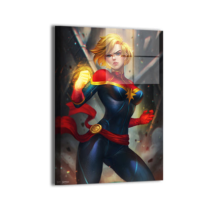 Metal—sleek metallic finish on power-up pose of a cosmic champion.