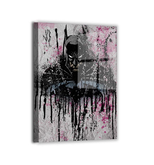 Metal — sleek metallic print of a dark urban hero in splatter style; illustration by Jeff Benetiz.