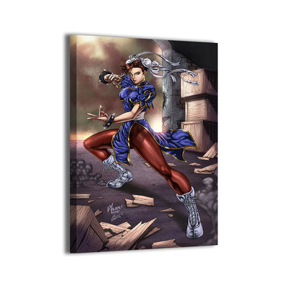 Crimson Lightning Wall Art Canvas Print – Chun-Li (Street Fighter) by Vhon Remot & Martin Mariano Hernandez Tena