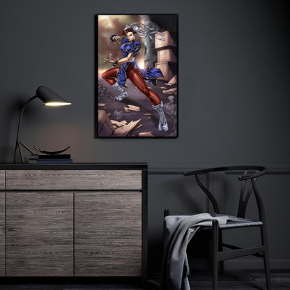 Crimson Lightning Wall Art Room Mockup – Chun-Li (Street Fighter) by Vhon Remot & Martin Mariano Hernandez Tena