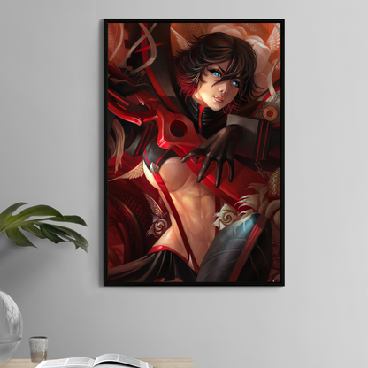 Ryuko Matoi anime 11x17 art print – blue eyes and scissor blade close-up