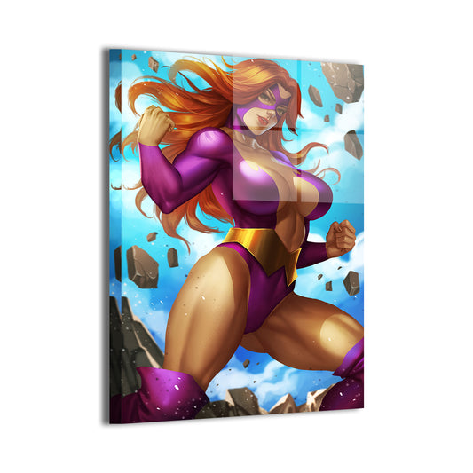 Crimson Titaness Wall Art Metal Print – Titania by Nopeys