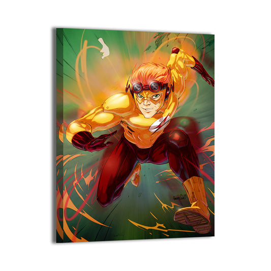 Crimson Velocity Wall Art Canvas Print – Kid Flash by Myk Emmshin