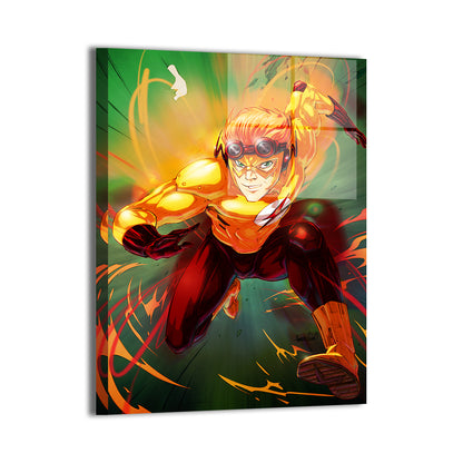 Crimson Velocity Wall Art Metal Print – Kid Flash by Myk Emmshin