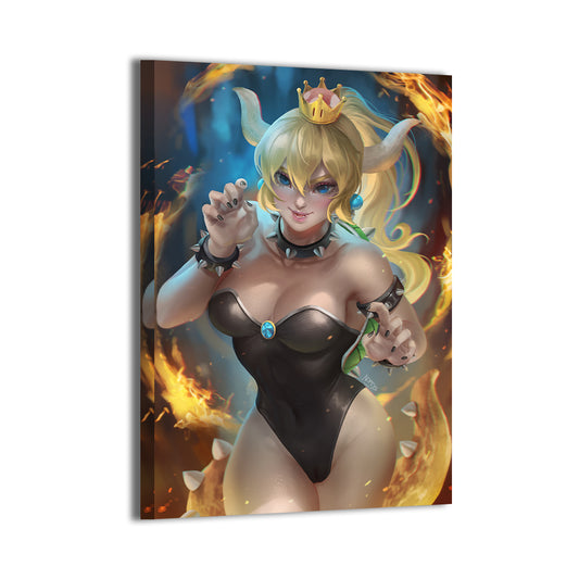 Crowned Flame Enchantress Wall Art Canvas Print – Bowsette by Nopeys