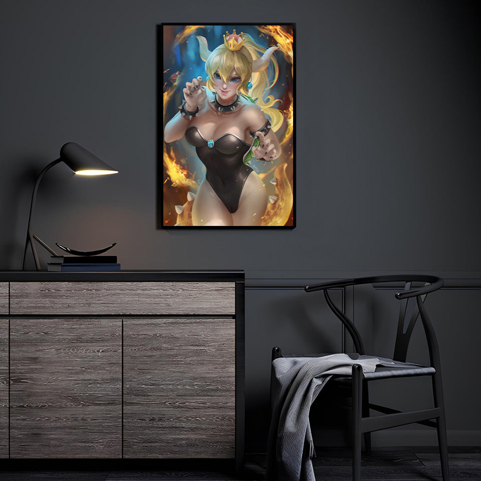Crowned Flame Enchantress Wall Art Room Mockup – Bowsette by Nopeys
