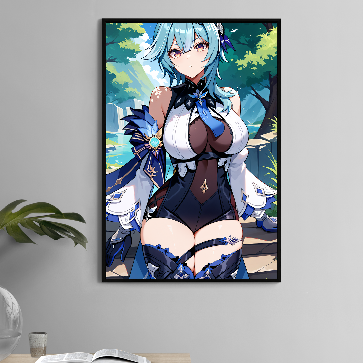 11x17 print of Eula from Genshin Impact standing calmly in nature  

