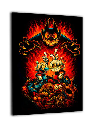 Cuphead and Mugman Inkwell Isles Reckoning canvas wall art