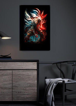 Demon Hunter Awakening acrylic wall art showing Dante in a crouched combat stance