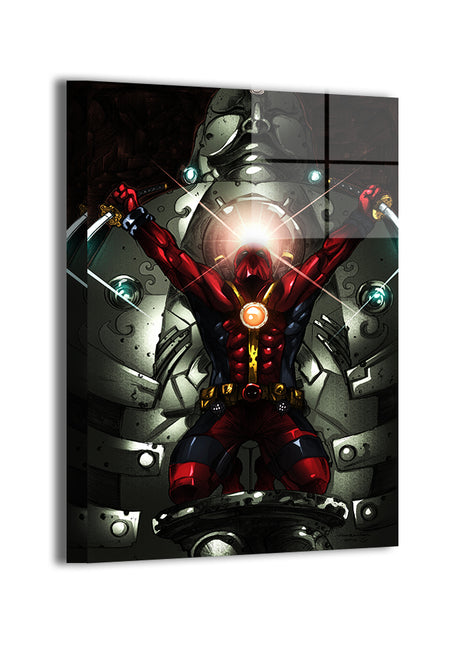 Deadpool Marvel Art - Ultra-HD Acrylic & HD Metal Gallery Print - Halo of Mayhem Comic Artwork - Premium Wall Decor