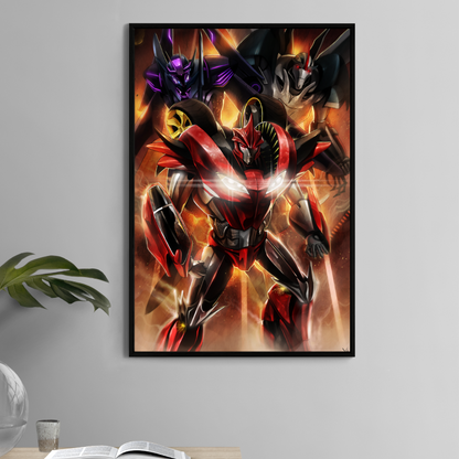 Knock Out, Breakdown, and Airachnid from Transformers Prime featured in a dynamic 11x17 villain art print by Ceasar.