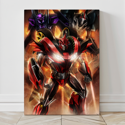 Knock Out, Breakdown, and Airachnid from Transformers Prime featured in a dynamic 24x36 villain art Canvas print by Ceasar.