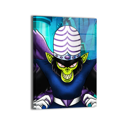 Metal—sleek metallic sheen emphasizes neon highlights around Mojo Jojo.