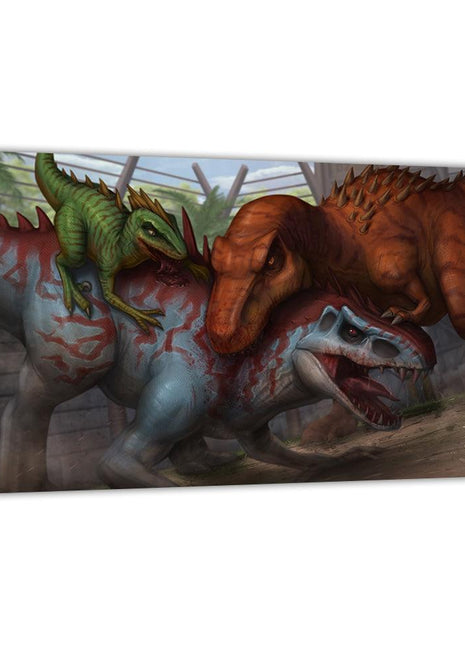 Jurassic Park Dinosaur Battle Wall Art | Acrylic, Metal & Canvas Print - Snapping Turtle Gallery