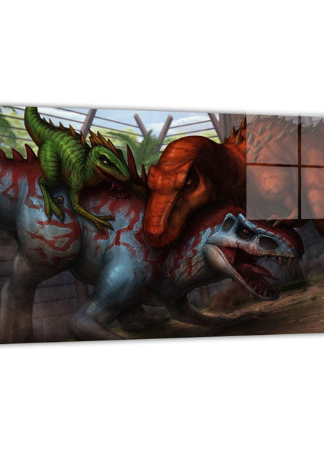 Jurassic Park Dinosaur Battle Wall Art | Acrylic, Metal & Canvas Print - Snapping Turtle Gallery