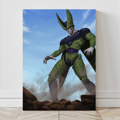 Perfect Cell anime canvas with sky background – 24x36 DBZ display