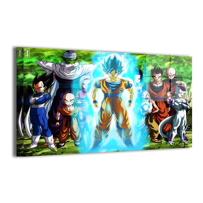Ten-character Dragon Ball team lineup featuring Goku and allies – 16x24 acrylic