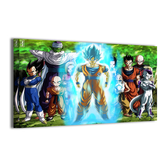 Ten-character Dragon Ball team lineup featuring Goku and allies – 16x24 acrylic