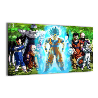 Ten-character Dragon Ball team lineup featuring Goku and allies – 16x24 acrylic