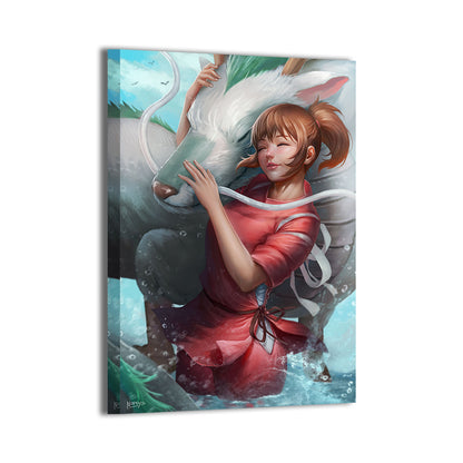 Dragon’s Embrace Wall Art Canvas Print – Spirited Away Chihiro & Haku by Nopeys