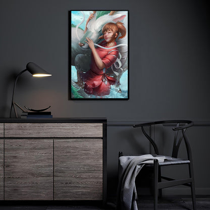 Dragon’s Embrace Wall Art Room Mockup – Spirited Away Chihiro & Haku by Nopeys