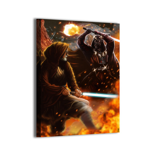 Duel of Fates Inferno Wall Art Canvas Print – Obi-Wan vs Darth Vader by Ray Dash