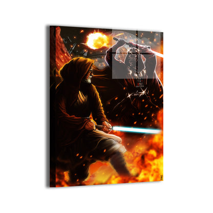 Duel of Fates Inferno Wall Art Metal Print – Obi-Wan vs Darth Vader by Ray Dash