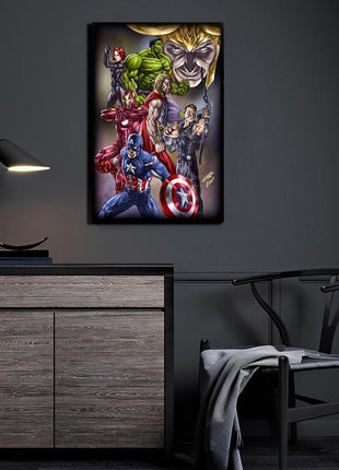 Avengers vs Loki Canvas and Metal print mockup