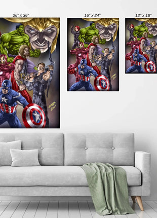 Earths Mightiest Showdown Wall Art | Avengers Comic Team Wall Art | Snapping Turtle Gallery [variant_option1] Print, Premium Wall Art by Snapping Turtle Gallery