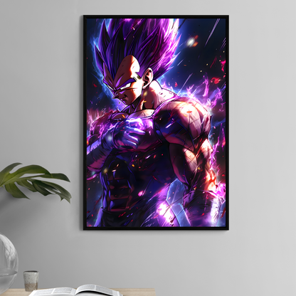 Ultra Ego Vegeta 11x17 print with violet aura and battle stance – Snapping Turtle Gallery