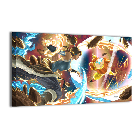Elemental Clash Wall Art Canvas Print – Aang vs Korra by Ryan Pasibe