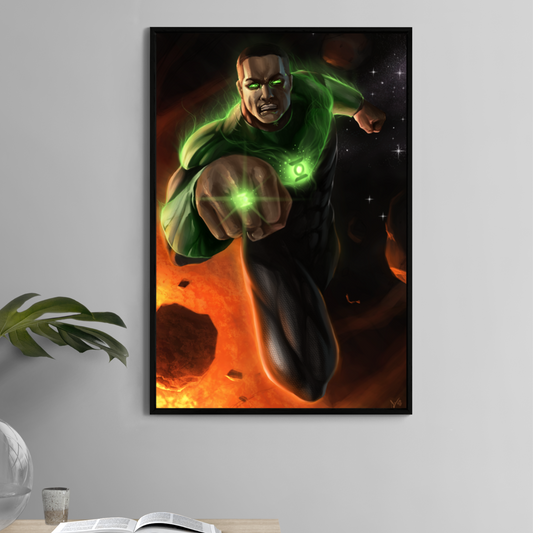 John Stewart Green Lantern 11x17 print – cosmic action pose with glowing ring