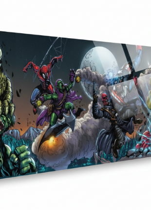 Eternal Rivalry Marvel heroes vs villains panoramic wall art