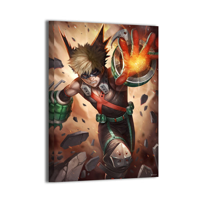 Explosive Fury Wall Art Canvas Print – Bakugo My Hero Academia by Nopeys