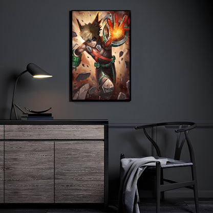 Explosive Fury Wall Art Room Mockup – Bakugo My Hero Academia by Nopeys