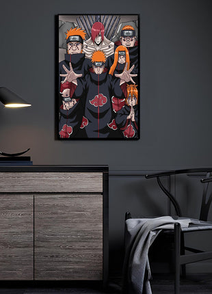 Faces of Pain Naruto acrylic wall art by Emmanuel Centeno featuring Nagato and the Six Paths of Pain displayed as premium acrylic wall art in a modern room setting.