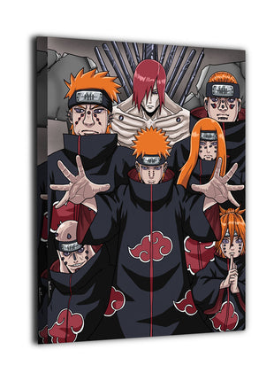 Faces of Pain Naruto canvas wall art by Emmanuel Centeno featuring Nagato and the Six Paths of Pain printed on premium gloss canvas.
