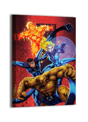 Fantastic Unity Acrylic print room mockup featuring Fantastic Four, Marvel wall art.