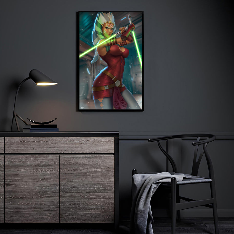 Fierce Lightsaber Ahsoka Wall Art Room Mockup – Ahsoka Tano by Nopeys