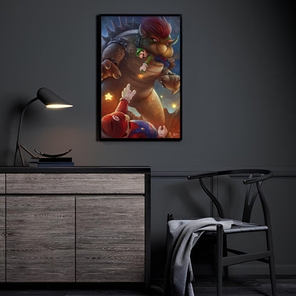 Dark Mario fan art print featuring Bowser and Luigi – 11x17 dramatic scene