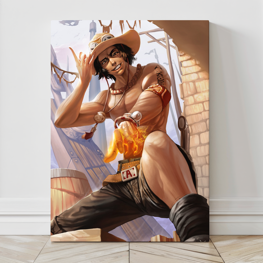 24x36 Canvas Print of One Piece’s Ace – Anime Wall Art by Ceasar