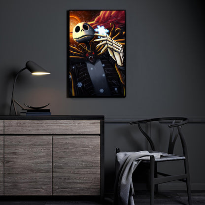 11x17 print with Jack Skellington holding snowflake in snowy scene

