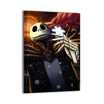 24x36 canvas featuring Jack Skellington holding a snowflake in contrast lighting

